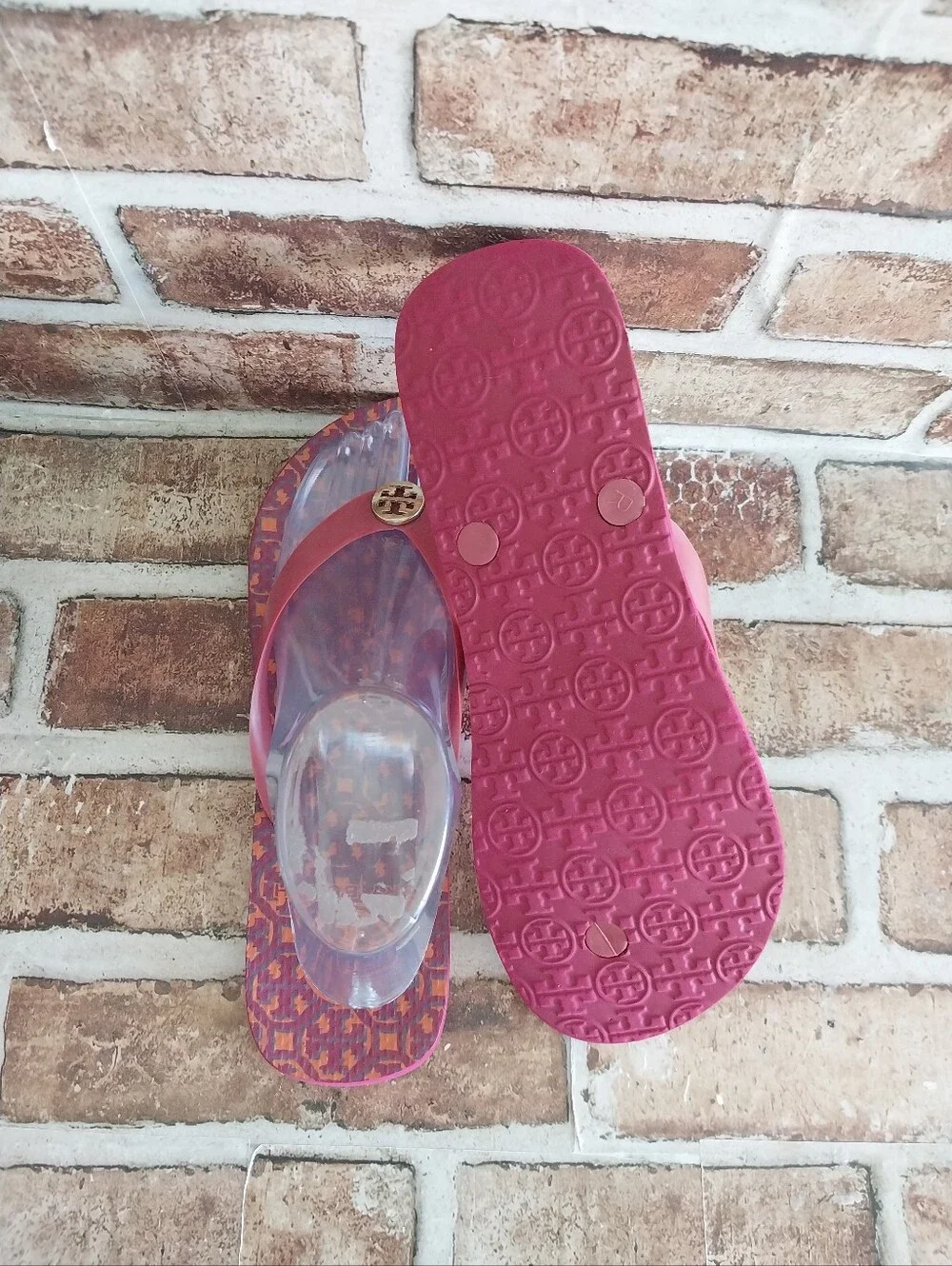 Pre-owned Tory Burch Lattice T Flip Flops